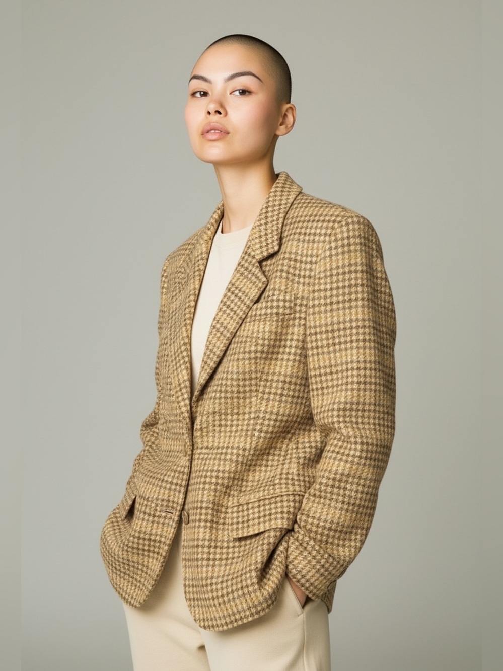 Marcona VINTAGE Tan & Brown Wool-Blend Blazer - Picture 1 of 5